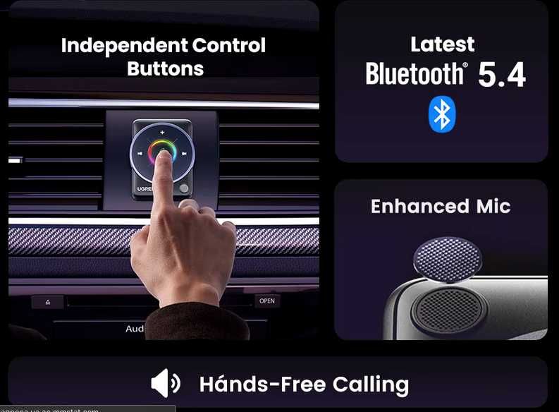 Блютуз ресивер Ugreen приемник AUX с микрофоном Bluetooth CM723