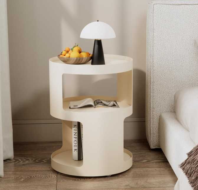 Okrągły stolik nocny metalowy 40cm loft nowy opak. otwarte