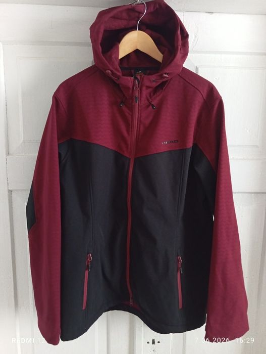 kurtka typu softshell marki HEAD z kolekcji Outdoor jest w kolorze bordowym i czarnym,  r. Xxl