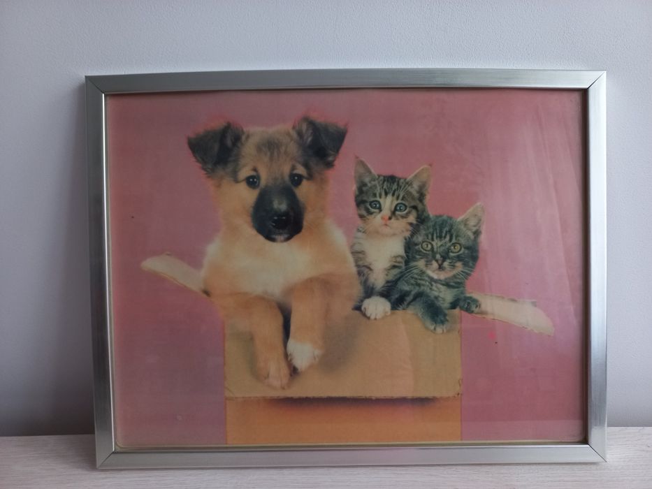 Obrazek z okresu PRL-u  - Rama - 32,5 cm x 42,5 cm