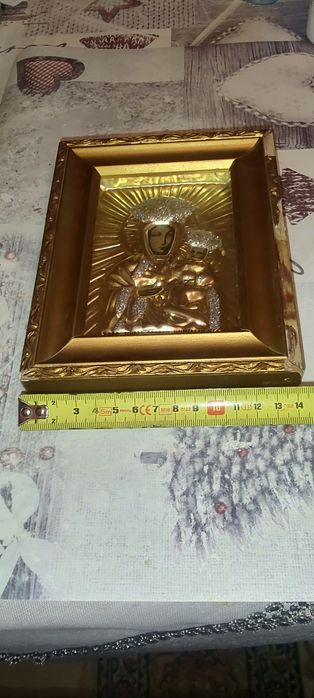 Obraz/Ikona Matki bożej czestochowskiej. Dewocjonalia z 70lat. PRL.