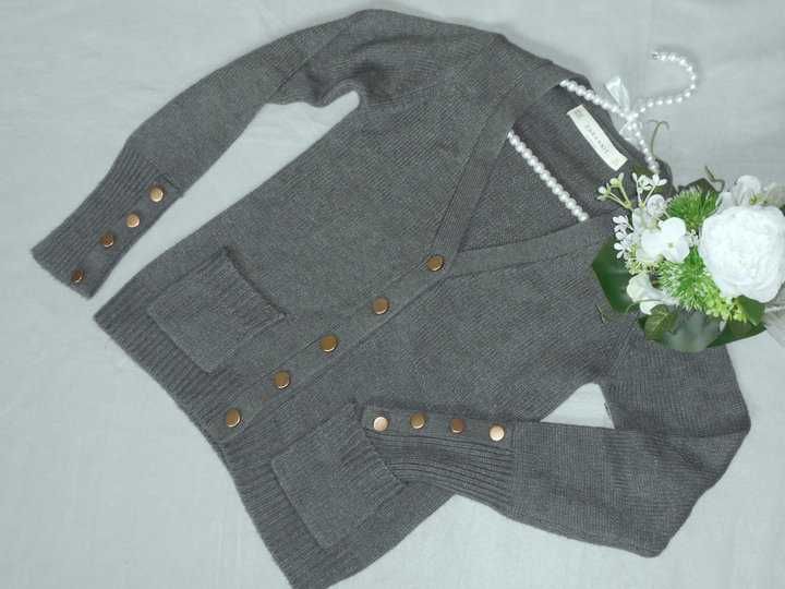 ZARA KNIT Sweter sweterek kieszenie rozpinany 10% angora 36 S #247