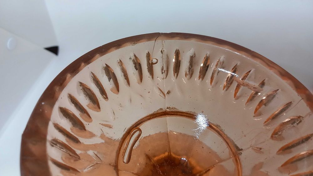 Stara Łososiowa patera różowa patera na nodze Ząbkowice Hortensja