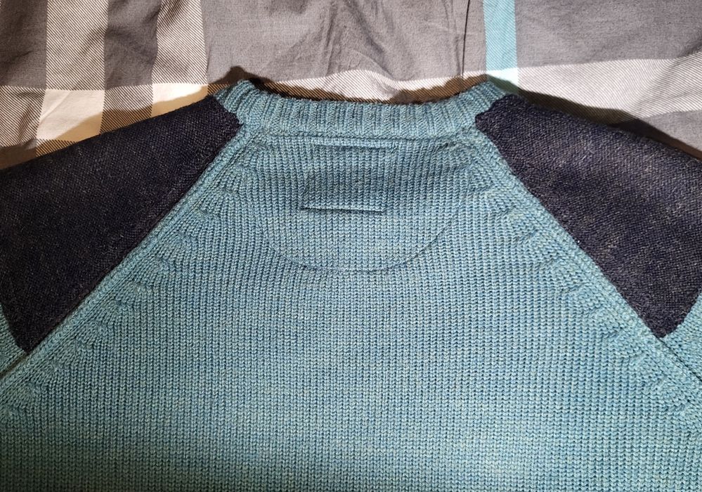 Śliczny sweter męski Threadbare wełna zielony turkus