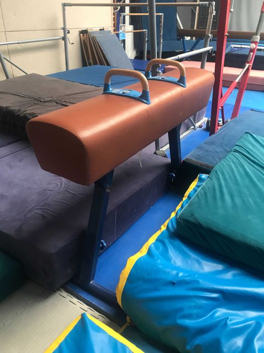 Koń gimnastyczny z regulacją wysokości i łękami