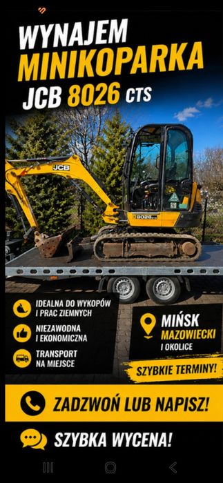 Wynajem Minikoparka wozidło