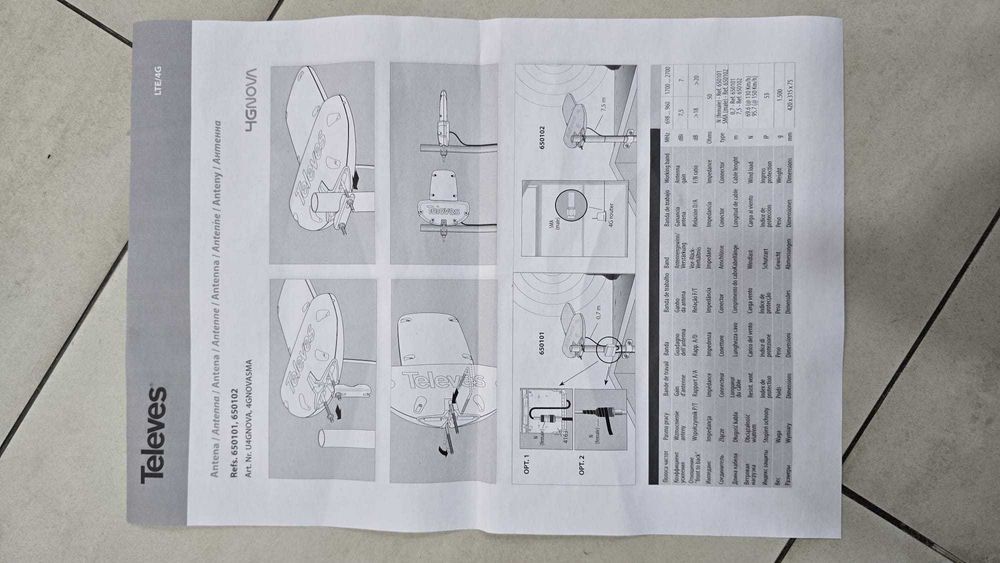 Antena 5GNOVA Extensão de cobertura 5G. ref: 650101 TELEVES