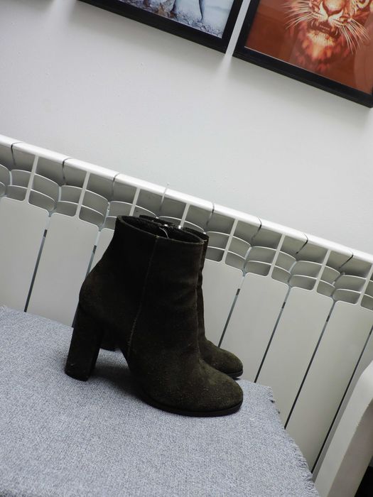 Baldaccini Skórzane botki ciemna zieleń butelkowa 37