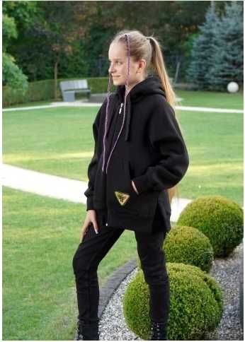 Ciepła Bluza dziewczęca Fashion (K: czarny; R 146