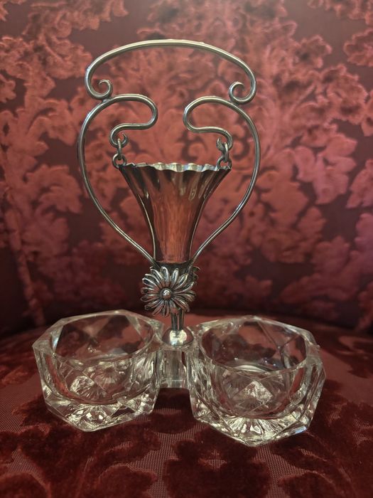 Especieiro e paliteiro em prata portuguesa contraste javali