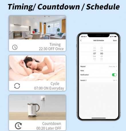 Gniazdko wtyczka SMART WiFi -aplikacja TUYA- zdalne sterowanie - 8szt