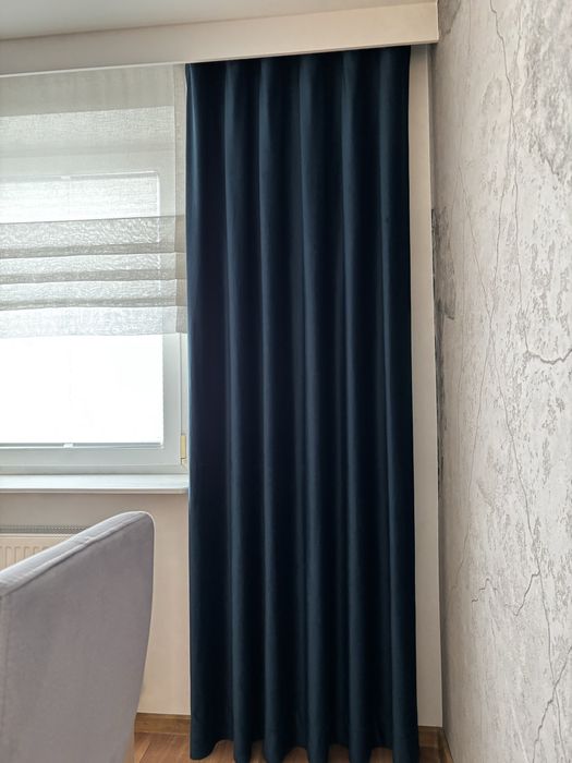 Eleganckie zasłony szyte na wymiar – system Wave – granat