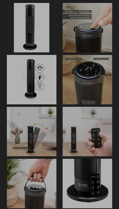 Тепловентилятор колонна First FA-5565-3 з пультом- дистанційним управл