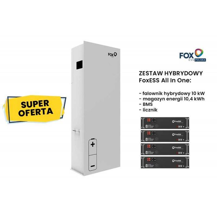 Magazyn energii Foxess 10 kWh + Falownik inwerter hybrydowy 10kW montaż