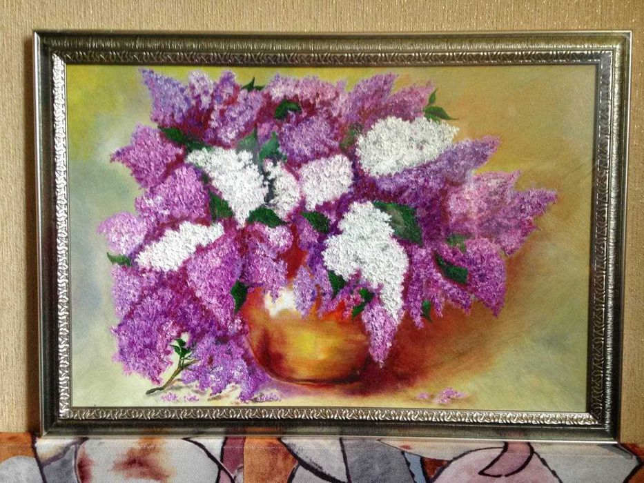 Картина маслом в раме 40*60 Сирень