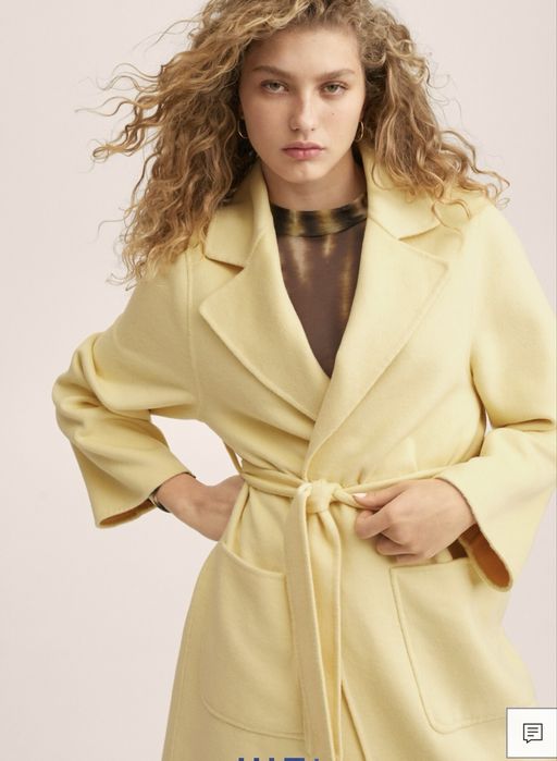 Пальто легке з поясом жовте демісезонне mango