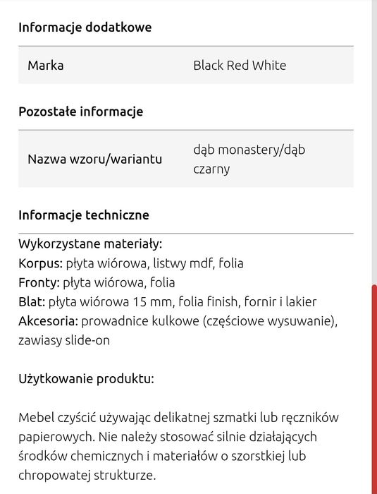 Komoda z BRW z szufladami i półkami
