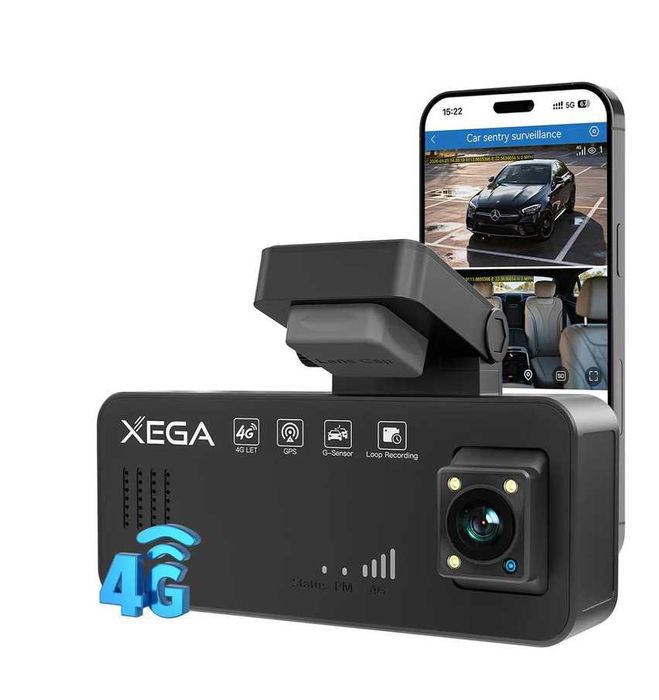 XEGA 2K 4G LTE Dashcam Kamera d0 Samochodu przedni tył z kartą SIM