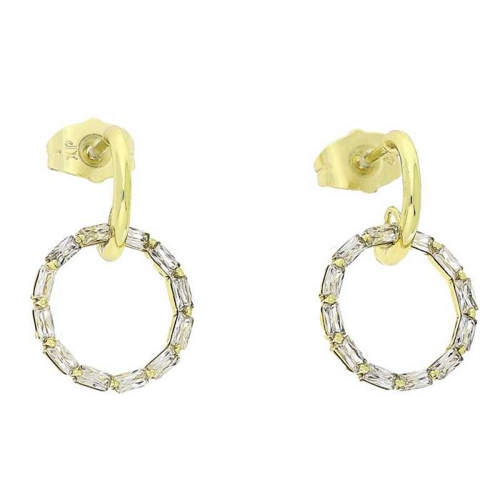 83464 Kolczyki 14k pozłacane 24/15 MM eleganckie kręgi z kryształkami