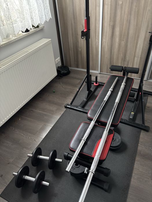 Zestaw do cwiczen ławka sztangi plus obciazenie