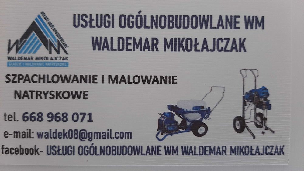 Gładzie maszynowe, szpachlowanie, malowanie natryskowe