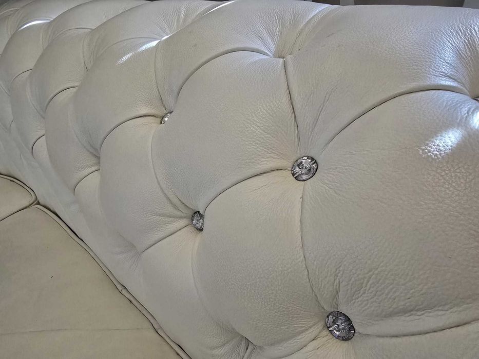 Narożnik skórzany Chesterfield z kamykami Swarovskiego