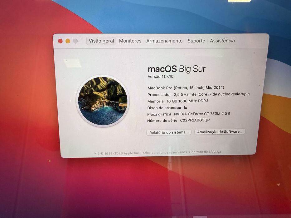 MacBookd Pro de 15 retina - Mid 2014(16gb/1TB)
