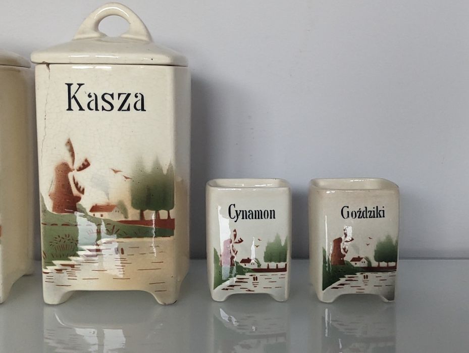 Przedwojenne pojemniki kuchenne Fajans Chodzież IIRP