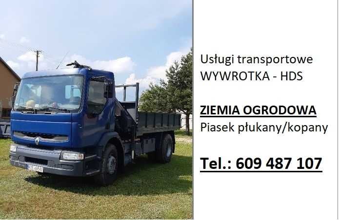 Ziemia ogrodowa piasek kopany plukany transport 609487107