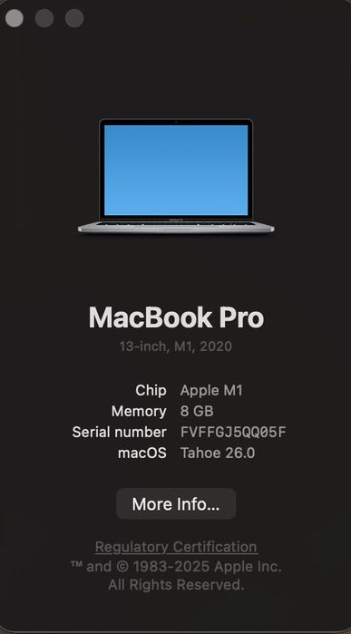 MacBook Pro 13" M1 (2020) 8/512 bateria 95% 150 cykli  stan Idealny