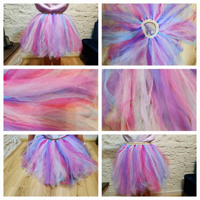 Spódnica tiulowa, tiul, ręcznie robiona  kolorowa, rozmiar 122-140