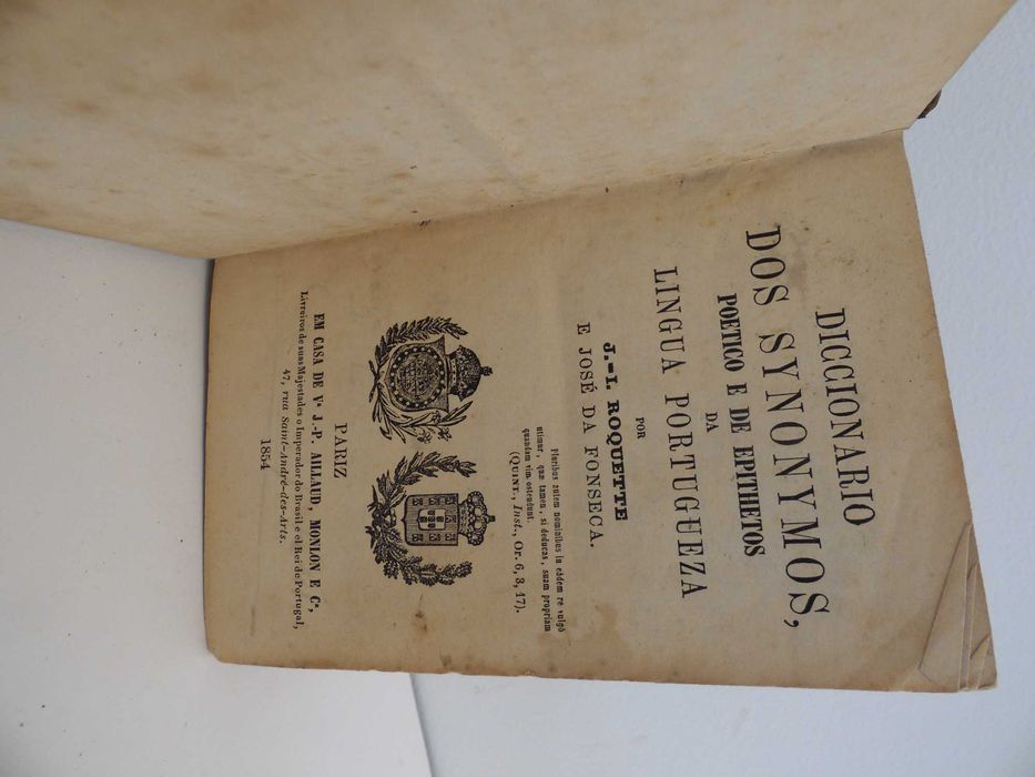 Diccionario dos Synonymos da Lingua Portugueza - 1854