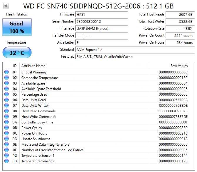 SSD NVMe M.2 PCIe Gen3x4 ou Gen4x4 512GB 2280 Intel / WD Western Digital (SanDisk) / SK Hynix