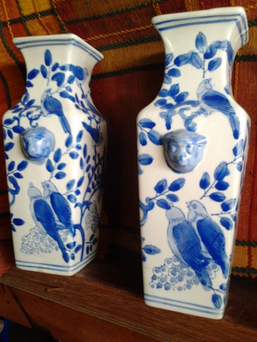 Par Jarrôes orientais decoração flôr pessegueiro