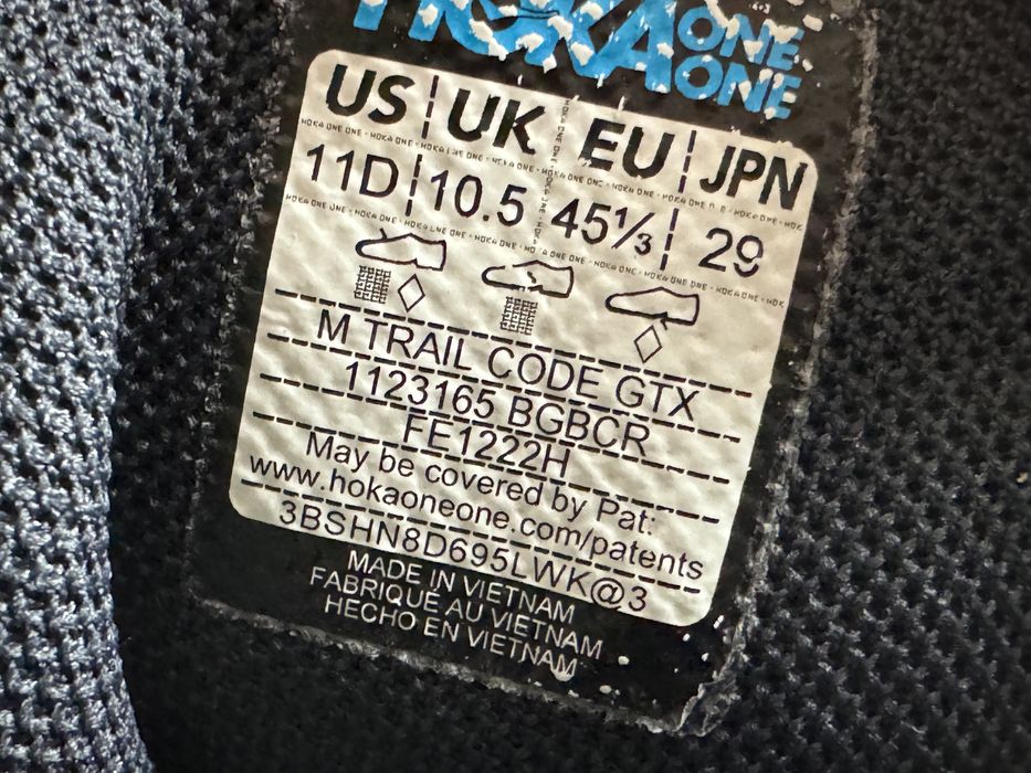 Трекінгові кросівки Hoka One One Trail Code GTX Розмір 45 Взуття