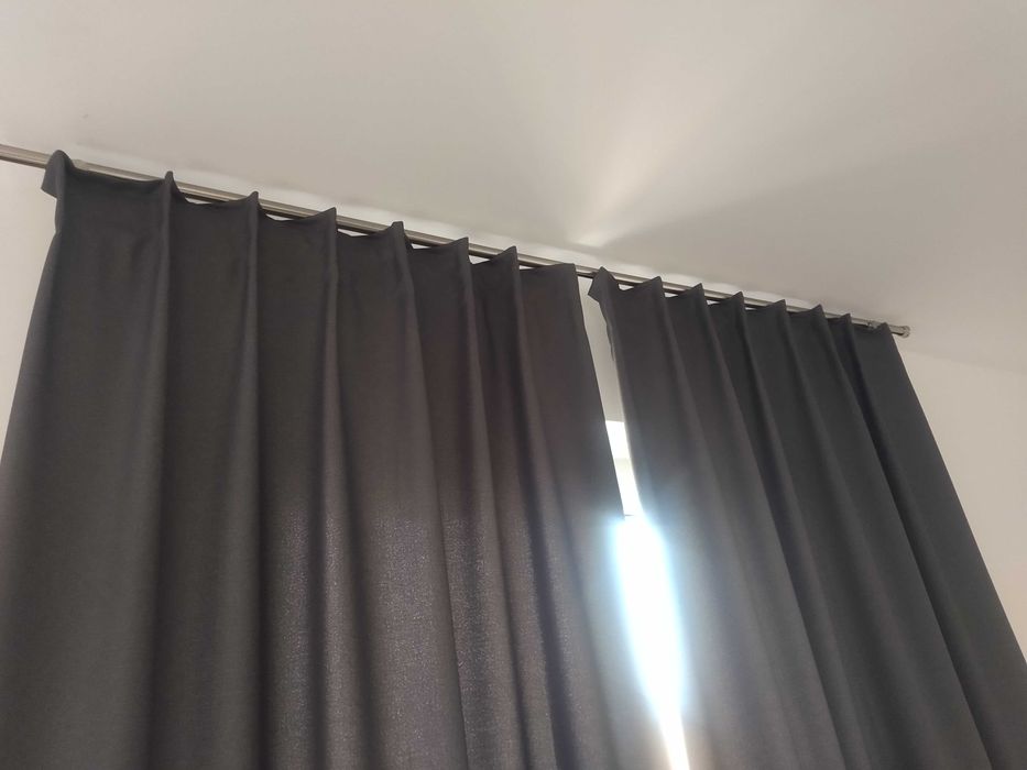 Zasłony szyte na miarę, ciemne beżowo-szare, 165x275cm