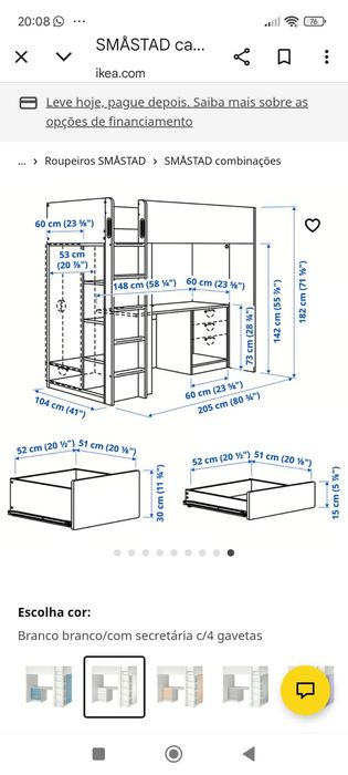 Cama alta com secretária IKEA