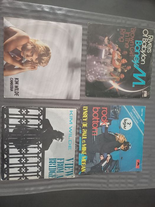 Singles discos de vinil kim Wilde,Boney M, Lynsey de Paul e Mike Moran