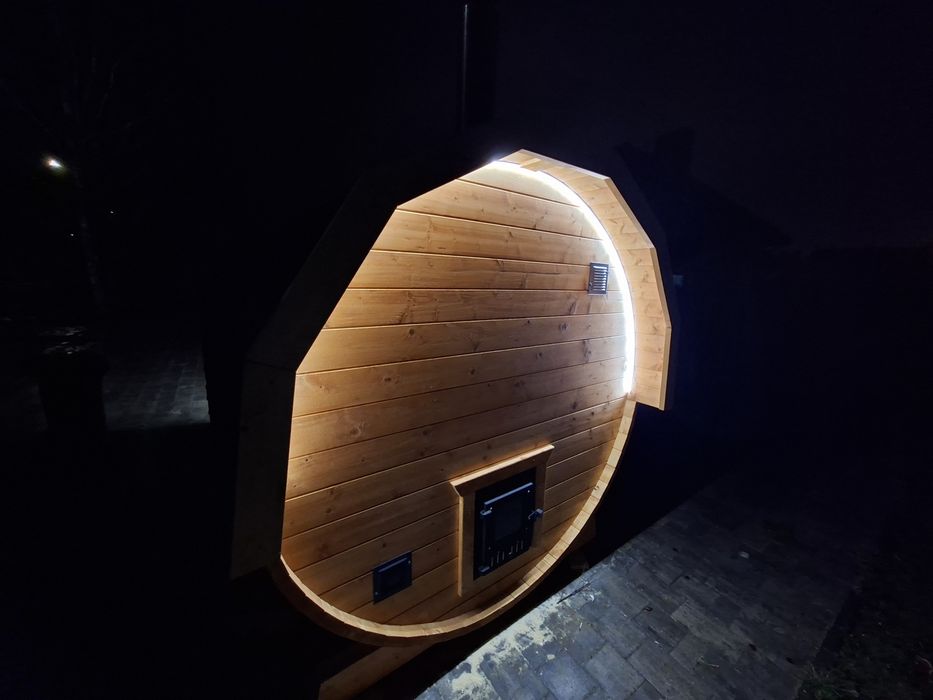 ZESTAW SPA: Sauna Beczka 350cm (Przedsionek) + Balia z Masażem | Solid