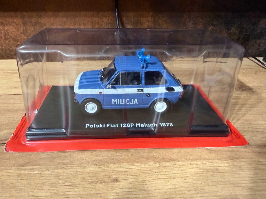Polski Fiat 126P Maluch 1973 Milicja 1:24 Samochody PRL Hachette w blistrze