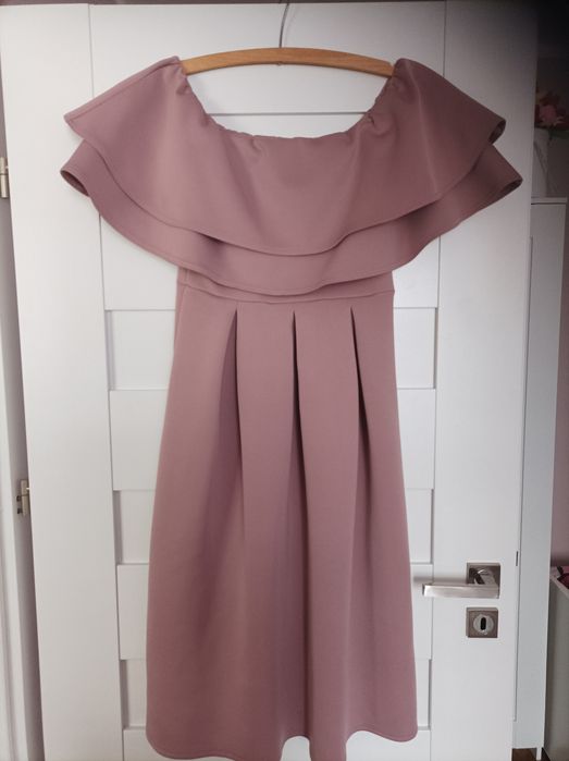 Wrzosowa elegancka sukienka na wesele 38
