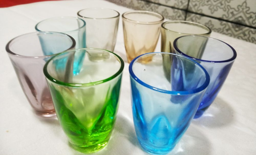 Стопка цветное стекло. Стопка мерная 50 грамм. Цена 7 коп. СССР