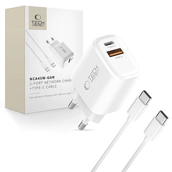 Tech-Protect Nca45W-Gan 2-Port Network Charger Pd 45W / Qc3.0 + Type-C