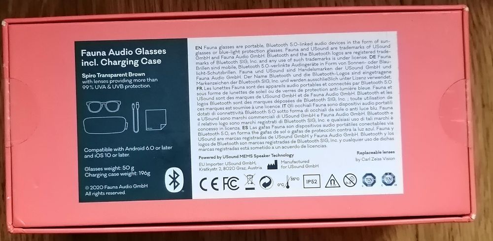 Smartglasses Fauna Spiro Transparent (Bluetooth)-novos,3 anos garantia