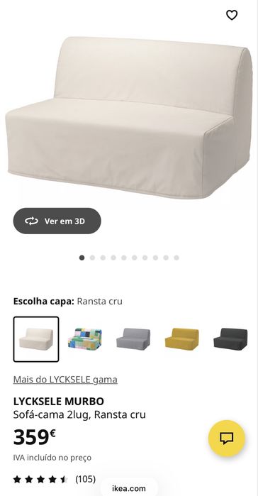 Sofá cama bege ikea