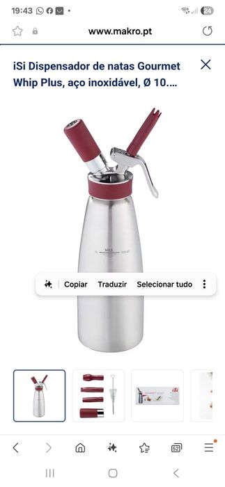 ISI SIFAO GOURMET WHIP PLUS INOX Hotelaria/Pro+l60 botijas CO2