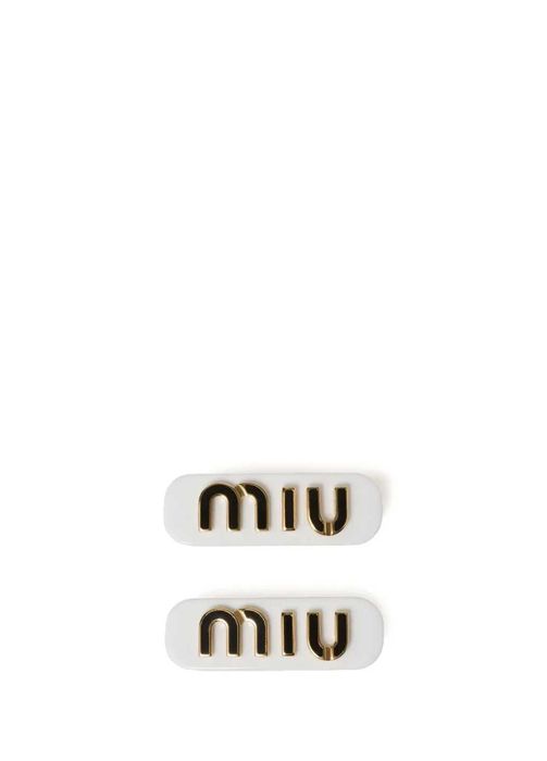 Шпильки Miu Miu Logo Lettering Hair Clips White
