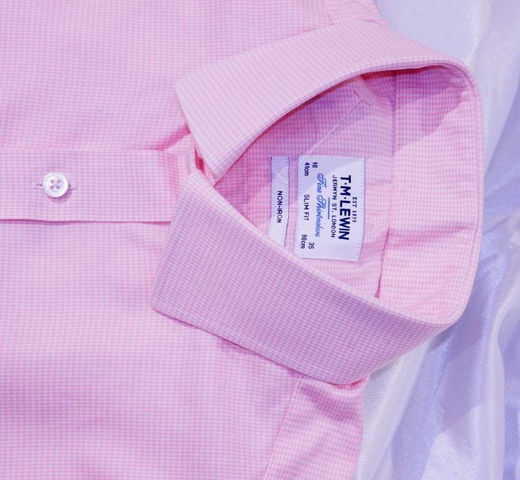 MT Lewin  koszula L 41 Slim Non-iron różowa houndstooth bugatti kenzo