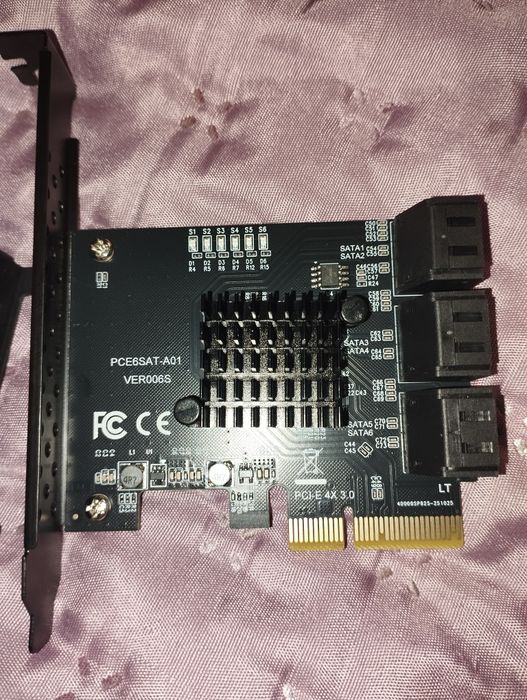 placa de expansão PCIe para SATA III (6 portas), modelo específico PCE6SAT-A01 (VER006S