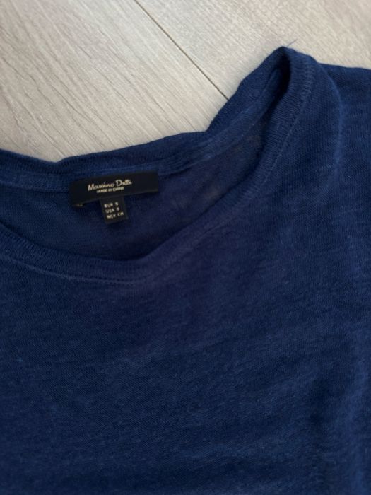 Футболка блуза лляна льон льняна синя massimo dutti S